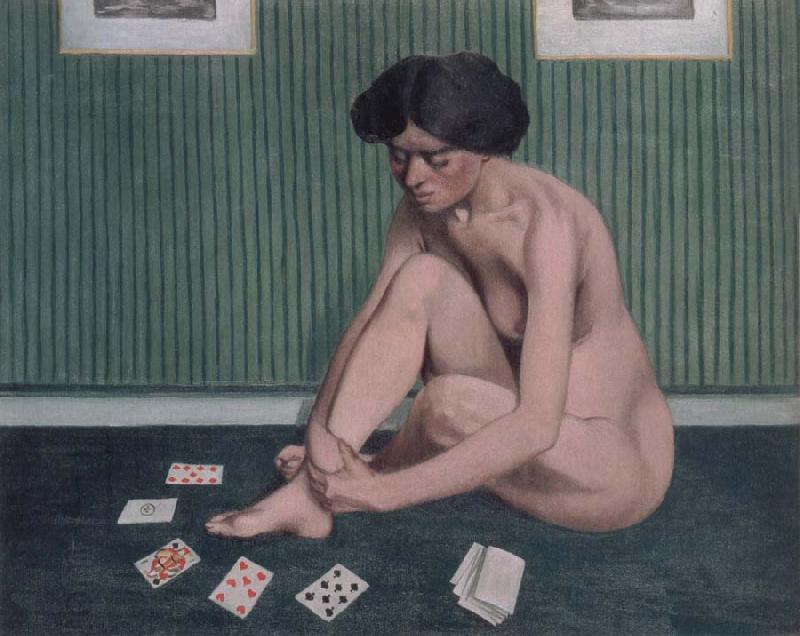 Felix Vallotton Woman Playing solitaire,green room China oil painting art